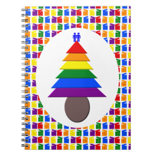 Cuaderno Hombres gay arcoiris Árbol de Navidad y regalo