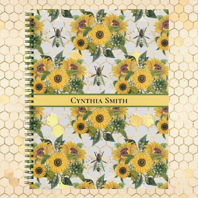 Cuaderno Honeycomb de los girasoles dorados y Royal Bee (Subido por el creador)
