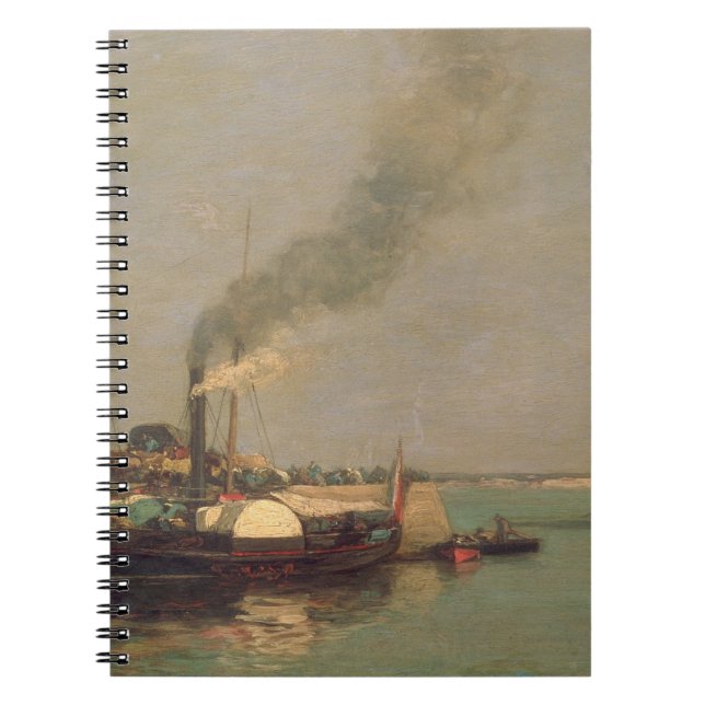 Cuaderno Honfleur. La Jetee, 1854-57 (aceite en el panel) (Frente)