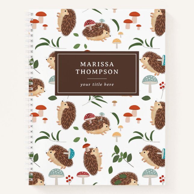 Cuaderno Hongo Erizo Lindo Bosque Animales Del Bosque (Anverso)