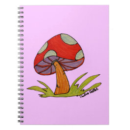 Cuaderno Hongo rojo con fondo púrpura