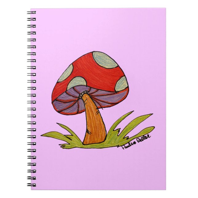 Cuaderno Hongo rojo con fondo púrpura (Frente)