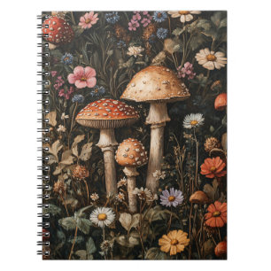 Cuaderno Hongos caprichosos y flores silvestres botánico