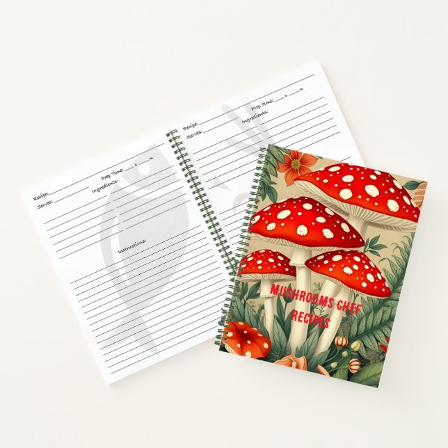 Cuaderno Hongos Chef Fly Agarro Floral Rojo Y Blanco (Interior)