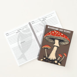 Cuaderno Hongos Chef Fly Agarro Floral Rojo Y Blanco