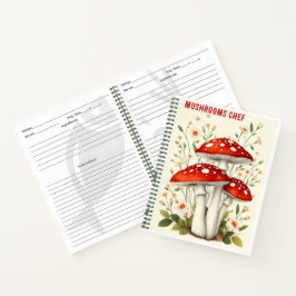 Cuaderno Hongos Chef Fly Agarro Floral Rojo Y Blanco