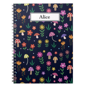 Cuaderno Hongos con nombre personalizado de las flores capr