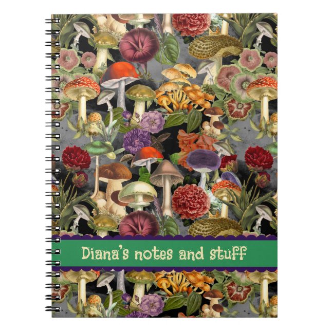 Cuaderno Hongos de hongos de hongo lindo jardín gris (Frente)