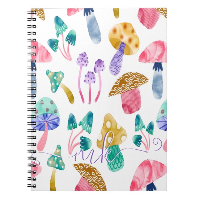 Cuaderno Hongos en acuarela lindos  (Frente)