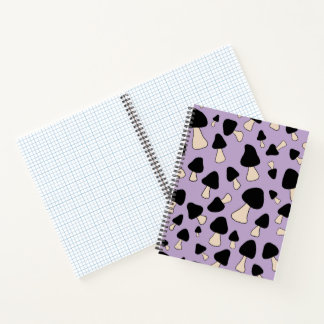 Cuaderno Hongos Negros sobre Púrpura Suave