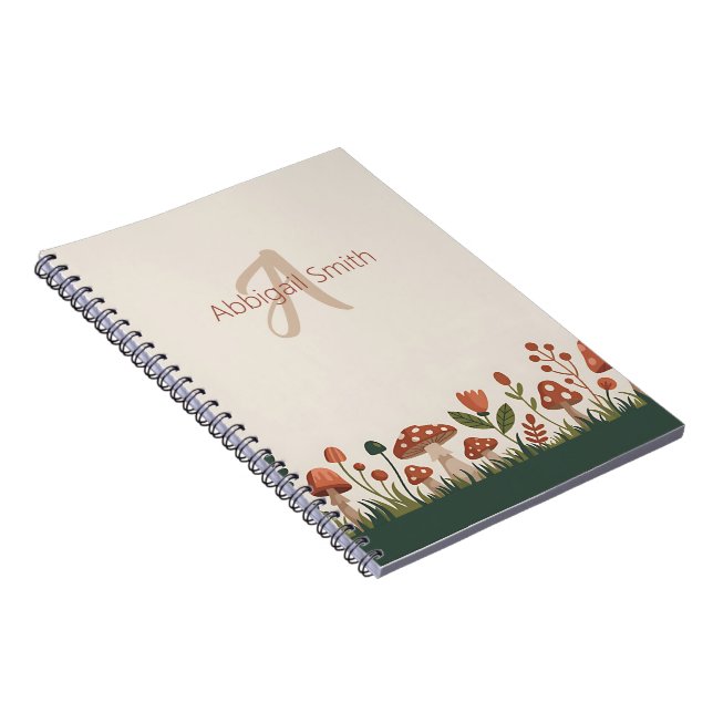 Cuaderno Hongos personalizados de bosque acogedor (Lado Derecho)