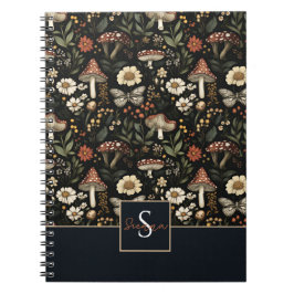 Cuaderno Hongos y flores personalizados Cottagecore