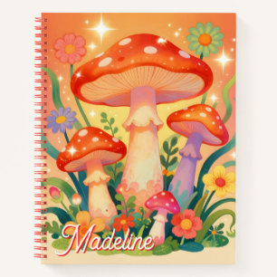 Cuaderno Hongos y Flores Personalizados de Cottage Core