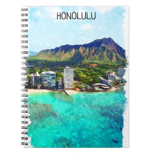 Cuaderno Honolulu Beach Hawaii Vista Viaje Vintage