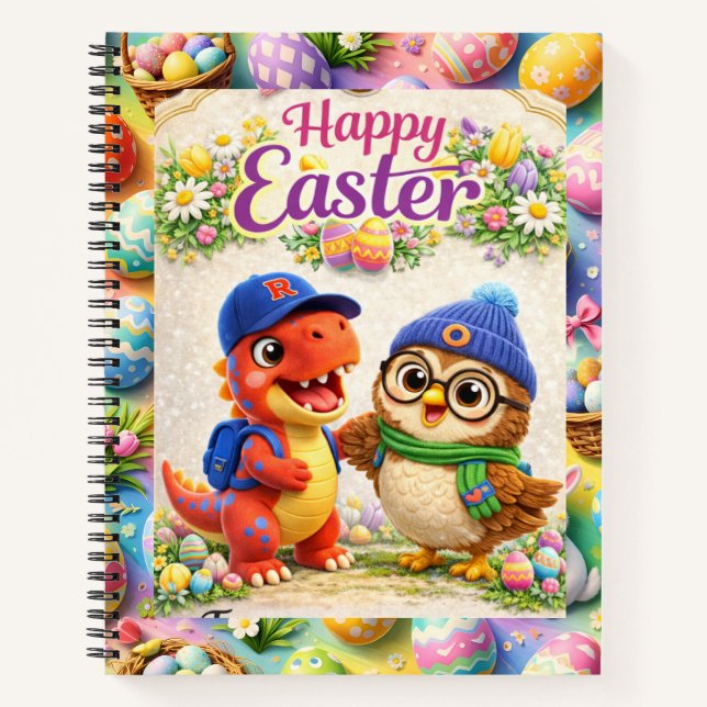 Cuaderno Hoots egg straw special day whimsical happy Easter (Anverso)