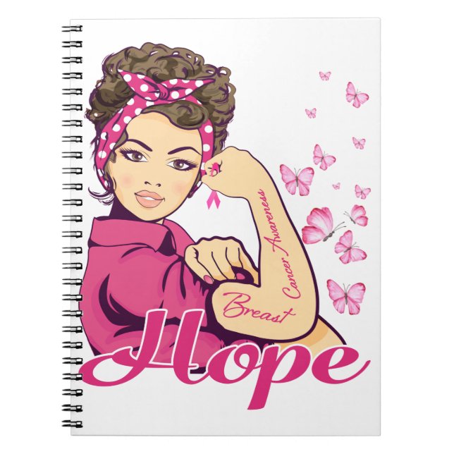 Cuaderno Hope Rosie Riveter Conciencia sobre el Cáncer de M (Frente)