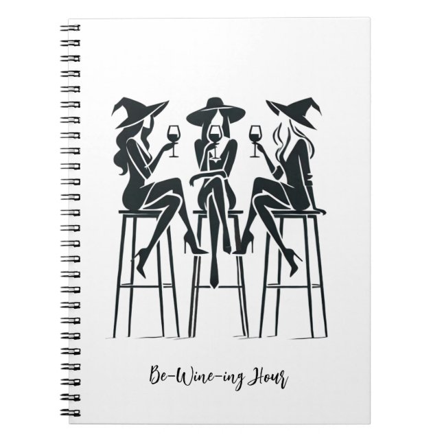 Cuaderno Hora de Be-Wine, Noche de Vino Elegante De Testigo (Frente)