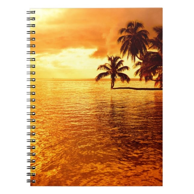 Cuaderno horizontal de la puesta del sol de la (Frente)