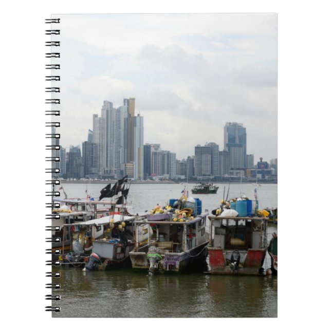 Cuaderno Horizonte de ciudad de Panamá con los barcos de (Frente)