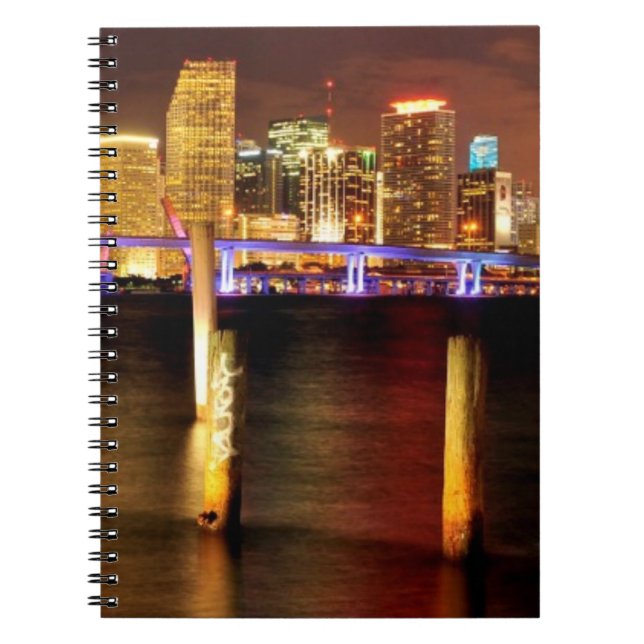 Cuaderno Horizonte de Miami en la noche, la Florida (Frente)
