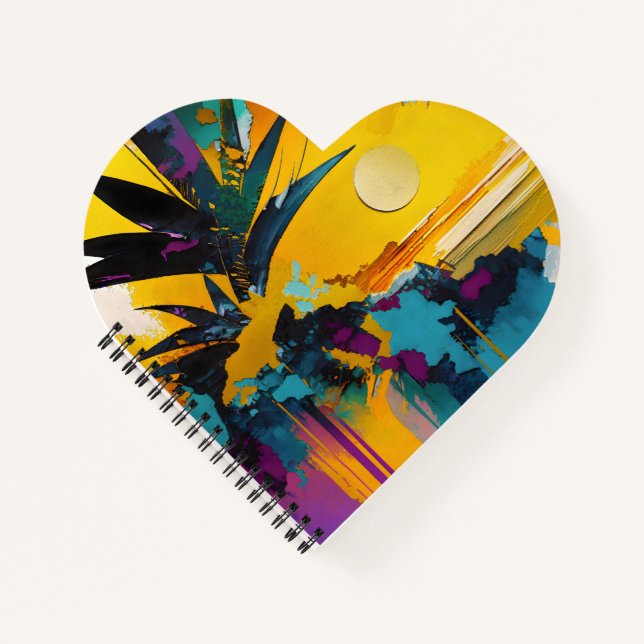 Cuaderno Horizonte Dorado – Atardecer Tropical Abstracto (Anverso)