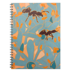 Cuaderno Hormigas con flores azules Flora australiana