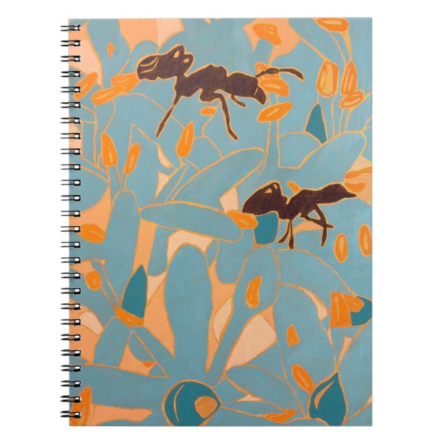 Cuaderno Hormigas con flores azules Flora australiana (Frente)