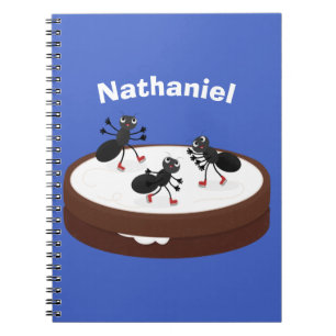 Cuaderno Hormigas felices patinando hielo en personalizado