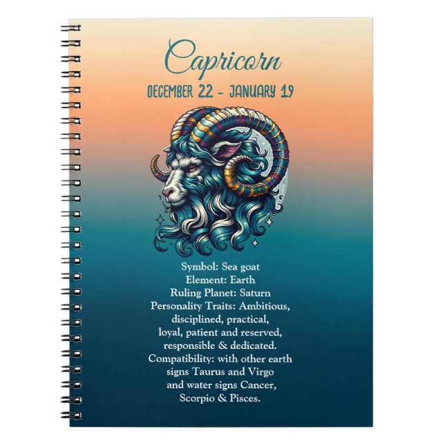 Cuaderno Horoscope Rótulo Astrológico Capricornio (Frente)