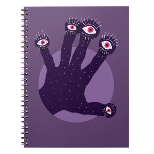 Cuaderno Horror Gótico Purple Creepy Hand Weird Eyes