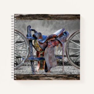Cuaderno Horse Saddle Corral Fence Western Wagon Wheels