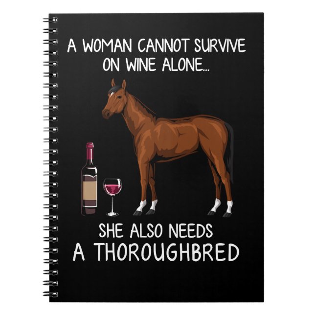 Cuaderno Horse Thoroughbred y vino divertido hombre ecuestr (Frente)