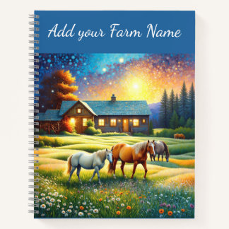 Cuaderno Horses on Farm Wildflower Meadow