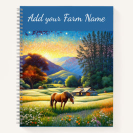 Cuaderno Horses on Farm Wildflower Meadow