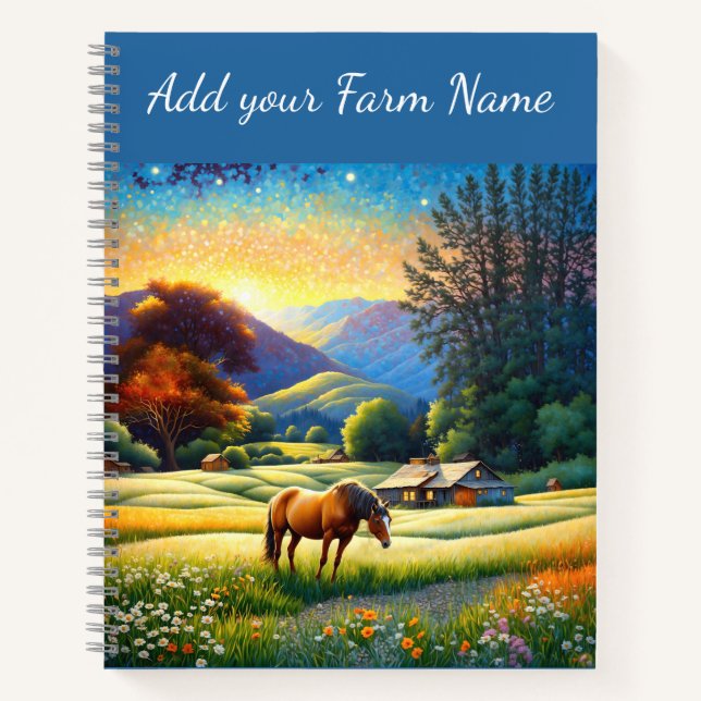 Cuaderno Horses on Farm Wildflower Meadow (Anverso)