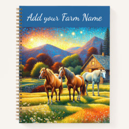 Cuaderno Horses on Farm Wildflower Meadow