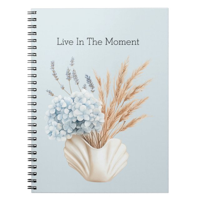 Cuaderno Hortensia Azul Flores de Lavanda en Jarrón (Frente)