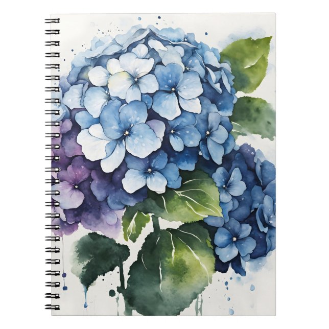 Cuaderno Hortensia - Flores de acuarela (Frente)