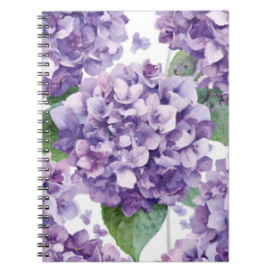 Cuaderno Hortensia Morada Floral Acuarela Flor Lavanda en F
