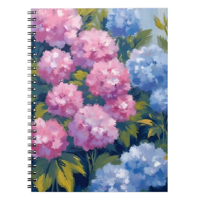 Cuaderno Hortensias de Verano | Flores Costeras Rosadas y A (Frente)
