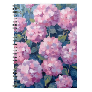 Cuaderno Hortensias Florales Acuarela Rosa Rosado