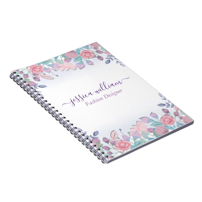 Cuaderno Hortensias Florales Azules Acuarela Chic Moderno (Lado Derecho)