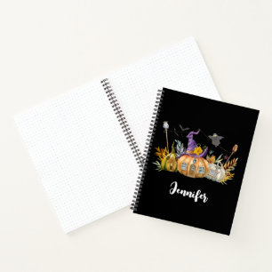 Cuaderno Hospedaje de calabaza con fantasma y murciélagos