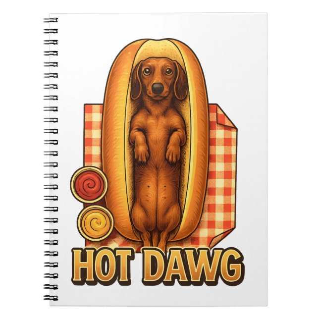 Cuaderno Hot Dawg Funny Dachshund Hot Dog Parody Cute Dog  (Frente)
