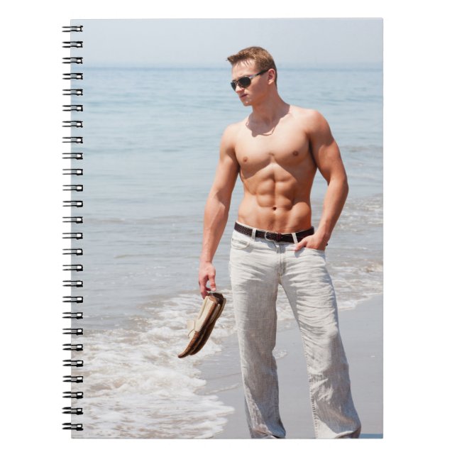 Cuaderno Hot Guy Bare Chest Muscular Abs Beach Shirtless (Frente)