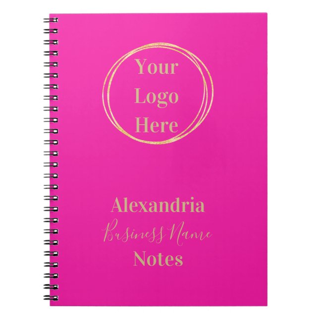 Cuaderno Hot Pink Gold Custom Logo Business Notes (Frente)