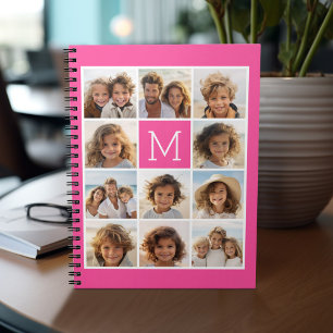 Cuaderno Hot Pink Instagram Photo Collage Custom Monogram