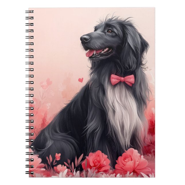 Cuaderno Hound afgano con Rosas - El día de San Valentín (Frente)