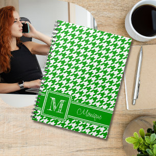 Cuaderno Houndstap blanco verde   Monograma moderno