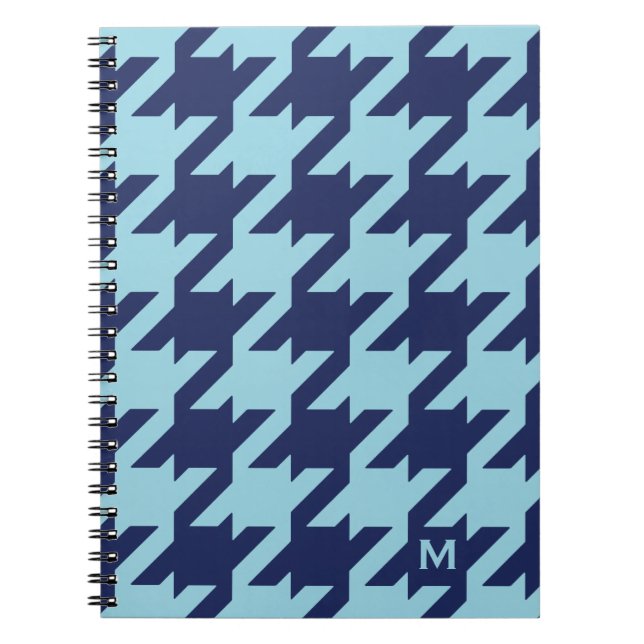 Cuaderno Houndstooth azul moderno intrépido con el (Frente)